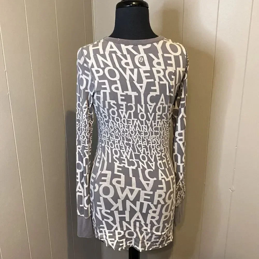 Lululemon Athletica Long Sleeve Top Shirt Word Pattern